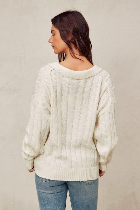 Cable Knit Collared Sweater