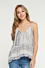 Jaquard Textured Dot Sleeveless Crochet Top