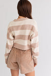 Long Sleeve Color Crop Striped Sweater