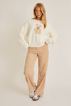 Long Sleeve Crew Neck Teddy Bear Sweater