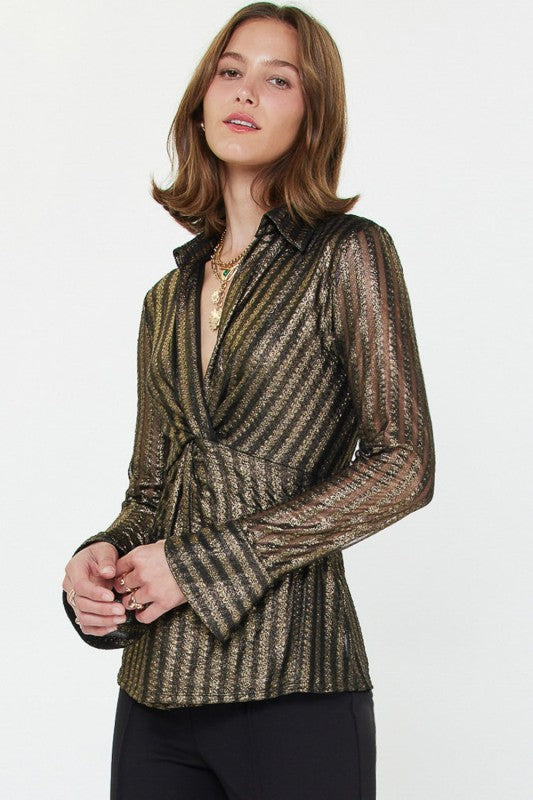 V-Neck Metallic Shirt