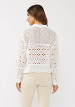 Embroidered Eyelet Patchwork Button-Down Shirt
