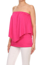 Double Layered Tube Top - Fuchsia