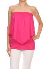 Double Layered Tube Top - Fuchsia