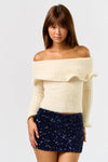 Off-the-Shoulder Wire Sweater Top