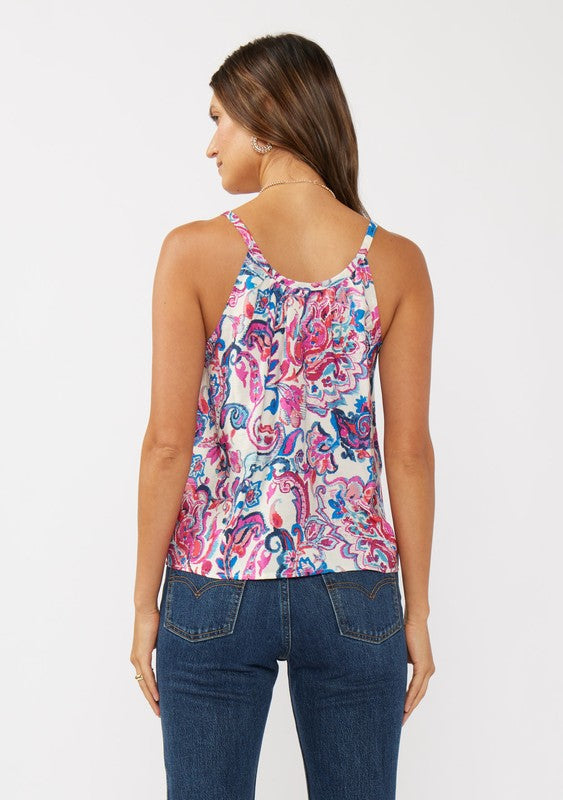 Button Down Paisley Tank Top