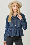 Washed Denim Peplum Jacket