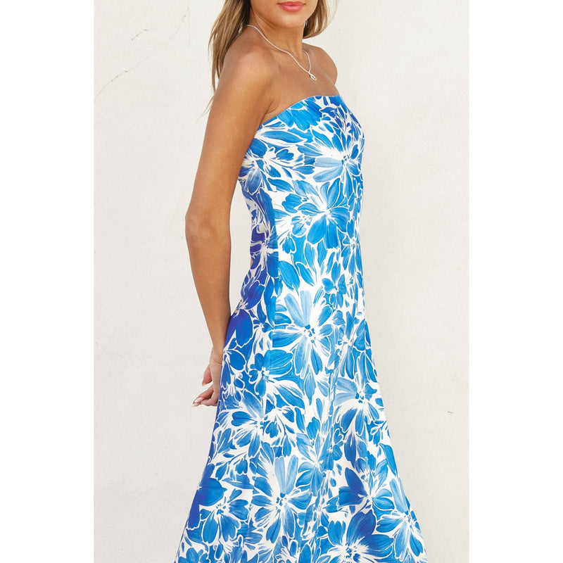 Afterglow Strapless Bias Cut Maxi Dress