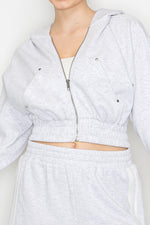 Hoodie Zip Up Pocketed Crop Jacket