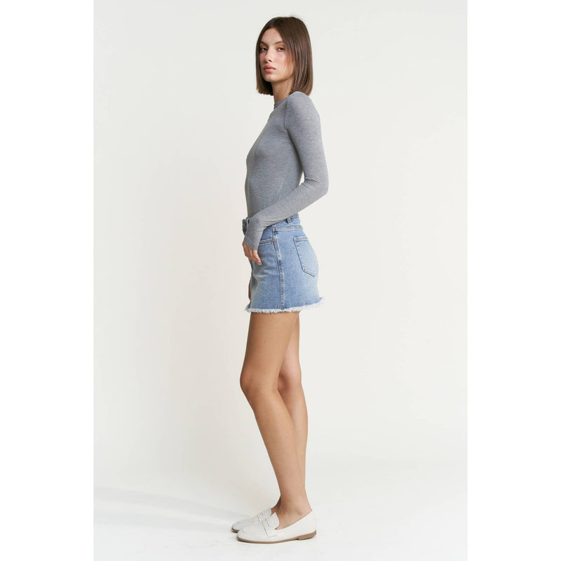 Mica Denim Mini Skirt W/ Raw Hem