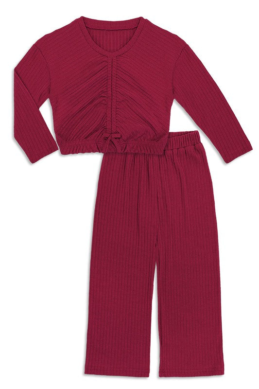 Stretchable Ribbed 2 Piece Set- Girls