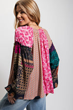 Vintage Boho Printed Challis Blouse