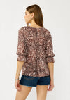 Smocked Paisley Split Neck Blouse