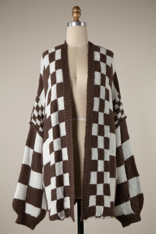Checkered 2 Toned Crochet Cardigan