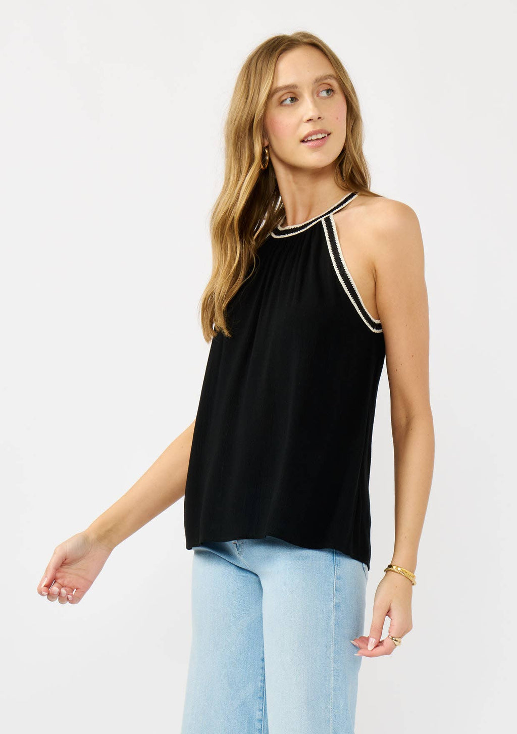 Crochet Lace Trim Halter Tank