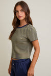 Round Neck Short Sleeve Top With Lettuce Hem
