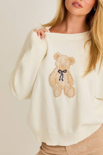 Long Sleeve Crew Neck Teddy Bear Sweater