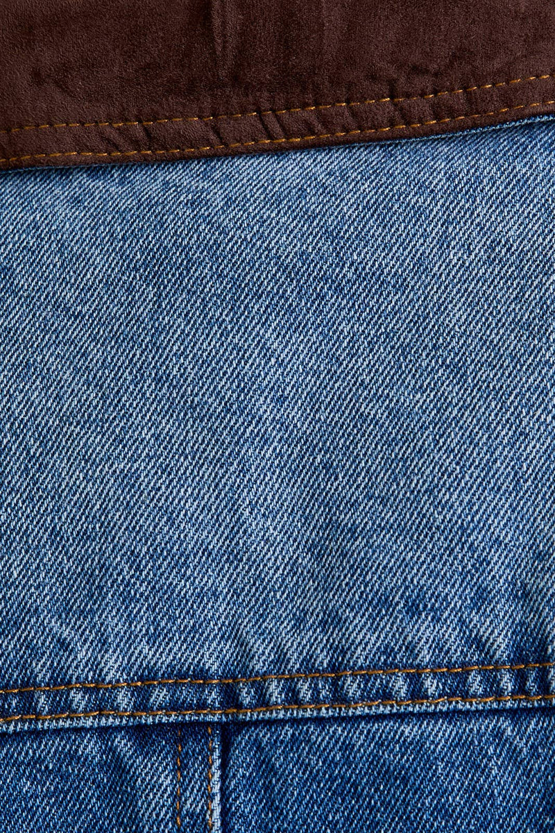Suede Contrast Detail Denim Jacket