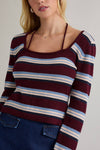 Square Neck Striped Sweater Top