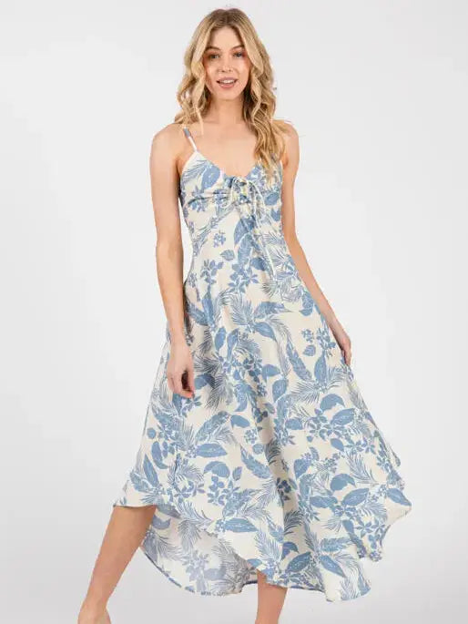 Chest Ruched Round Hemming Midi Dress