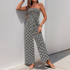 Women's Bohemian Print Smocked Strapless Jumpsuit