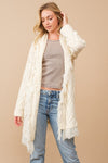 Cable Knit Fringe Cardigan