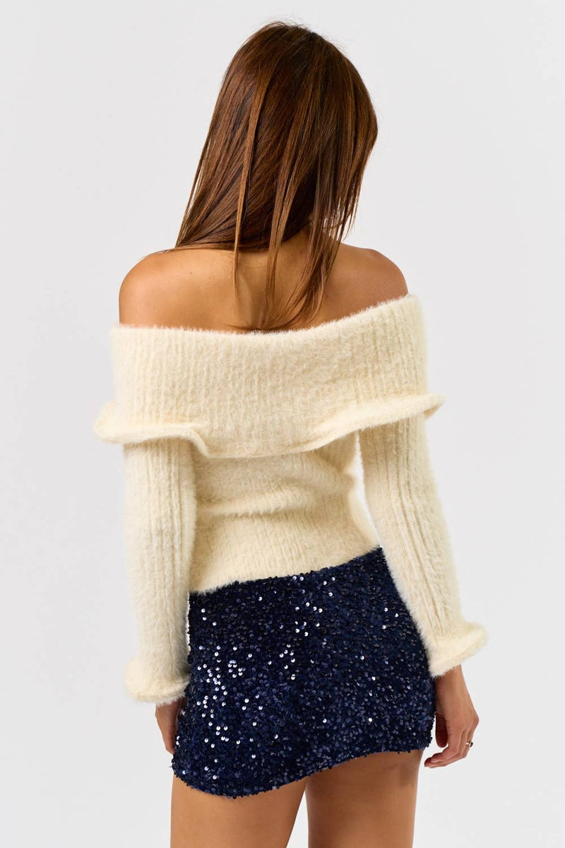 Off-the-Shoulder Wire Sweater Top