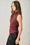 Sleeveless Shimmering Mock Neck Top