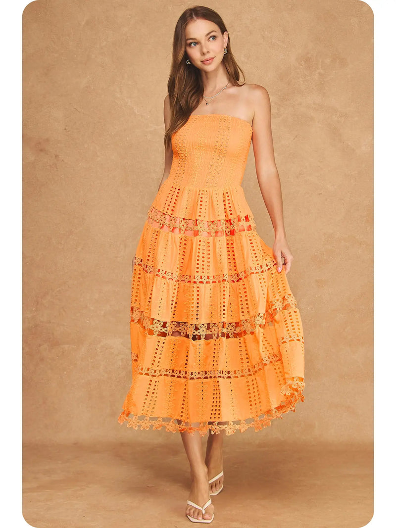 orange tube dress Eyelet Lace – TandyWear ZARA NEW BOX PLEAT Size:M/15-15.5/34-35 Split Thigh Tube Bodycon Beach Collection