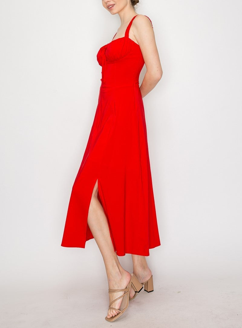 Corset Lace Up Sweetheart Midi Dress