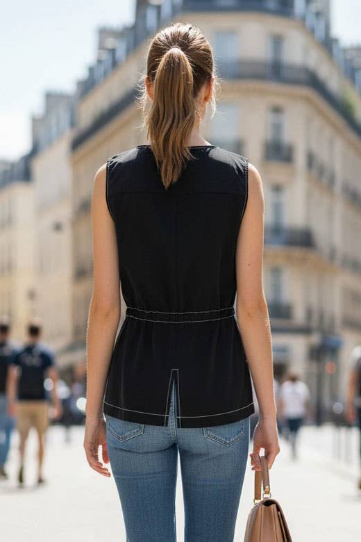 トップス vava Black Navy Peplum Top | Full Zip Top | VAVA by Joy Han | TandyWear