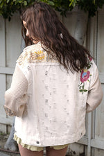 Stud and Embroidery Destroyed Shacket