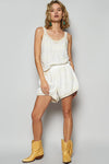 V-neck Sleeveless Embroidered Floral Top