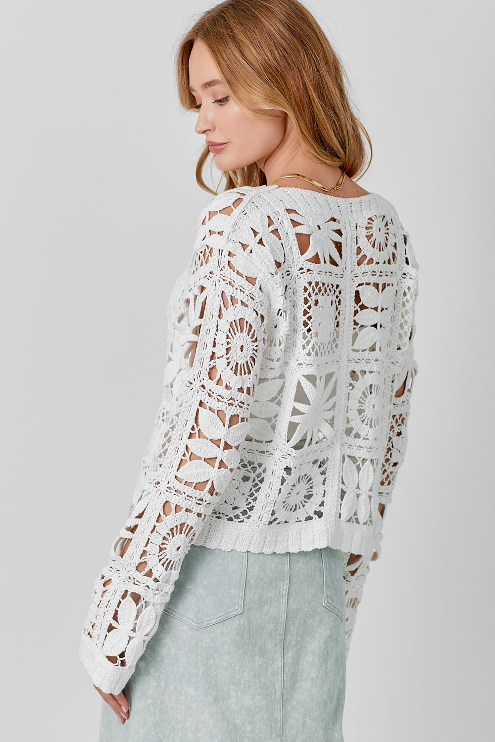 Crochet Button Up Jacket - Off White