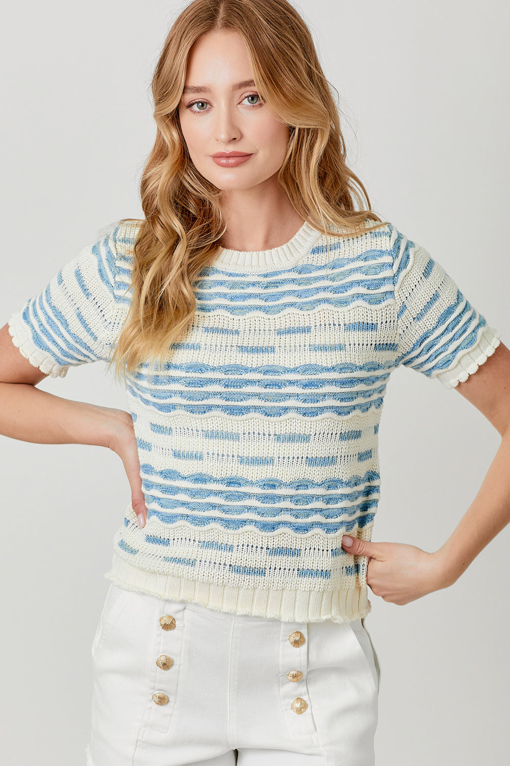 Scallop Pullover Sweater Top