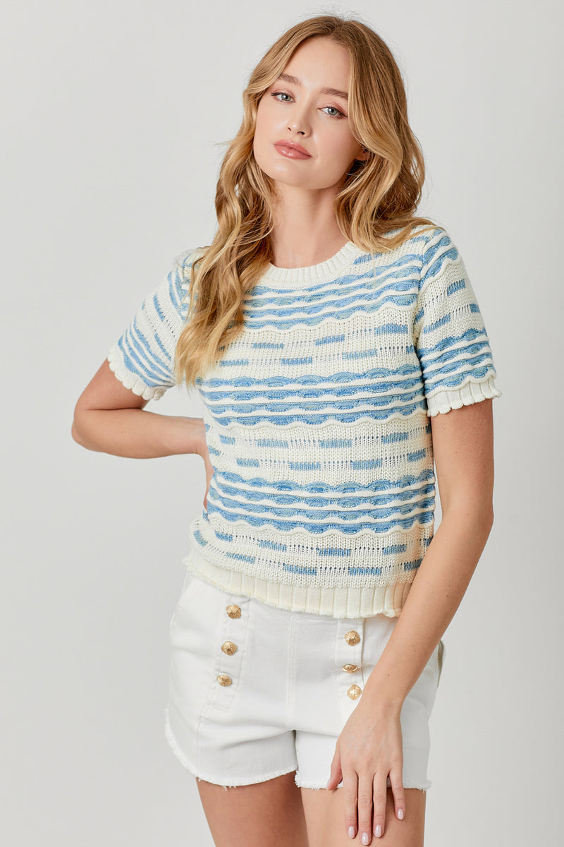 Scallop Pullover Sweater Top