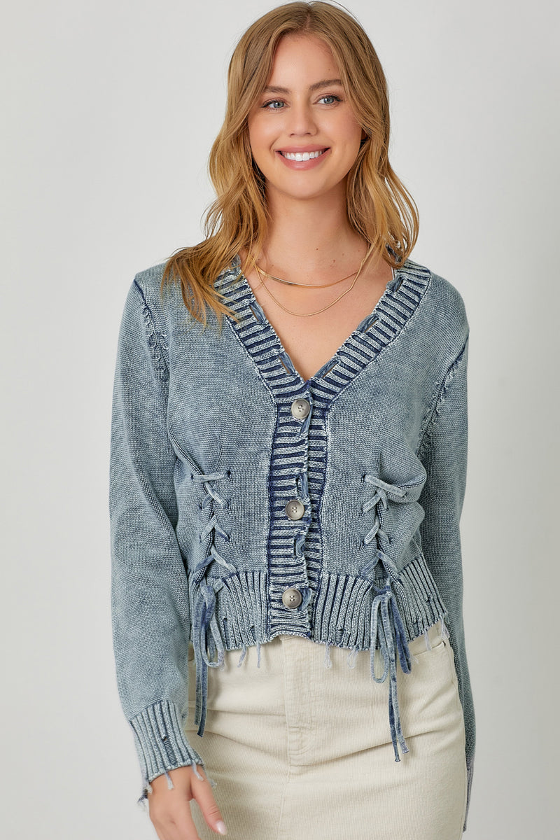 Washed Button Down Cardigan