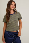 Round Neck Short Sleeve Top With Lettuce Hem