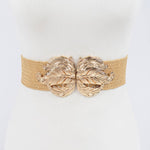Leaf Metal Buckle Stretch Straw Belt