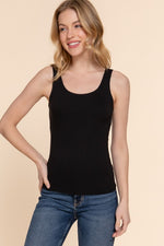 Sleeveless Double Scoop Neck Knit Top