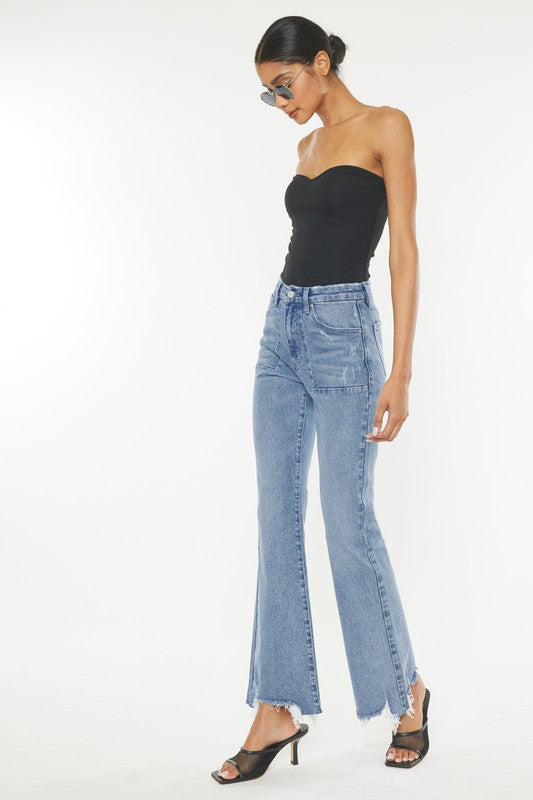 Kan Can Petite High Rise Flare Jeans