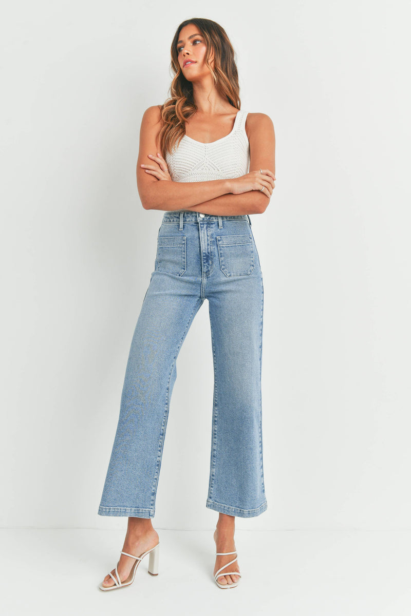 Just Black Denim Patch Pocket Wide Leg
