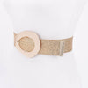 Vintage Metal Buckle Metallic Stretch Straw Belt