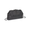 Delfina Evening Bag in black rhinestone mesh with detachable chain strap and clasp closure — elegant clutch available at TandyWear Boutique in Commack, NY.