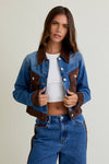 Suede Contrast Detail Denim Jacket