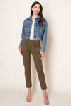 Daisy Embroidered Cropped Denim Trucker