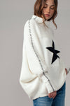 Star Knit Oversized Sweater Top