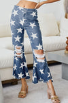 Distressed Star Flare Jeans