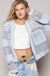 Balloon Sleeve Front Pockets Zipper Front Hoodie Top