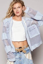 Balloon Sleeve Front Pockets Zipper Front Hoodie Top
